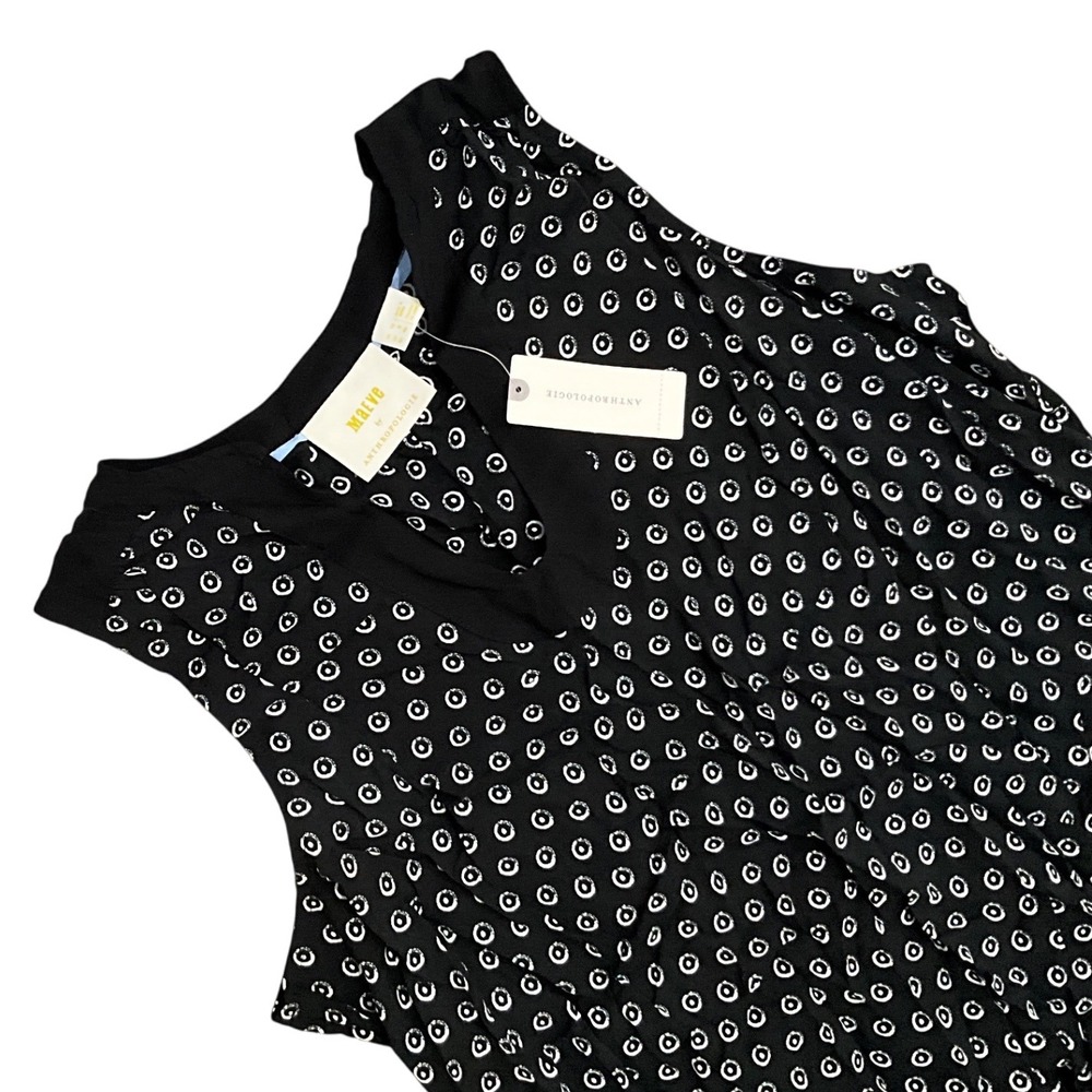 Anthropologie Maeve Sleeveless Black Motif Top Women's Size 8 Viscose Blouse NWT